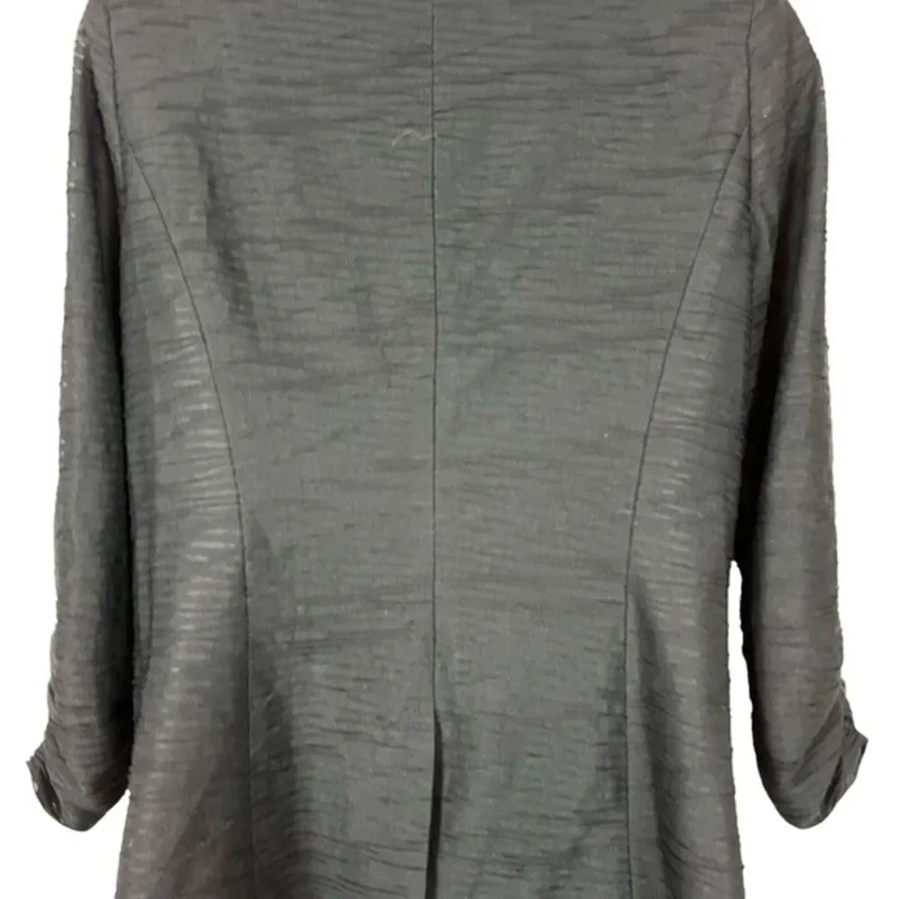 Chicos Black Stretch Knit Lined Suit Jacket Career Office 3/4 Sleeve Blazer 0 S